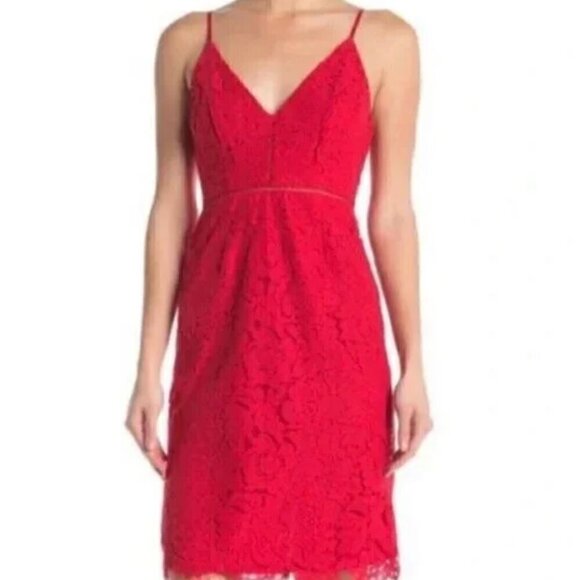 Astr Dresses & Skirts - ASTR Red Lace Dress Sz Medium Spaghetti Strap Cami Boho Cocktail Formal